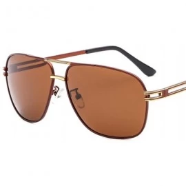Oval Polarized sunglasses men's outdoor fishing mirror driving frog mirror trend metal sunglasses - CJ190MZW3LM $29.63