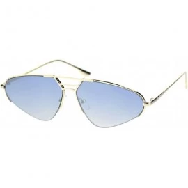 Rimless Womens Retro Fashion Sunglasses Half Rim Triangular Metal Frame UV 400 - Gold (Blue) - C718ULEOGM5 $11.24