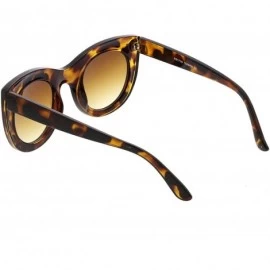 Round Women's Bold Chunky Frame Neutral Color Round Lens Cat Eye Sunglasses 49mm - Tortoise / Amber - CD182H0UGUG $12.89