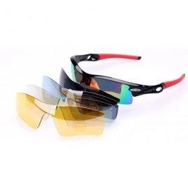 Sport Polarized Sunglasses Interchangeable Cycling Baseball - Black and Red - CU184KEH25C $44.67