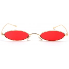Sport Vintage Oval Sunglasses Small Metal Frame Fashion Candy Colors Women Sun Glasses - Red - C418CEDRRH7 $12.87
