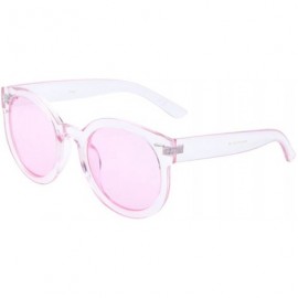 Oversized Men Women Round Sunglasses Oversized Flat Color Lens Crystal Colorful Frame Fashion Shades - Pink - CC17YG9S5ZX $20.92