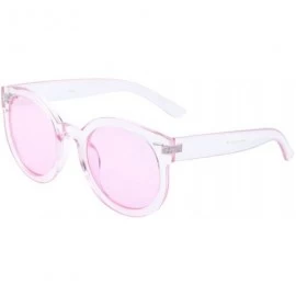 Oversized Men Women Round Sunglasses Oversized Flat Color Lens Crystal Colorful Frame Fashion Shades - Pink - CC17YG9S5ZX $8.22