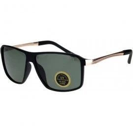 Rectangular Mens Luxury Tempered Glass Rectangular Plastic Designer Sport Sunglasses - Matte Black Green - CP18KK2REZD $19.05