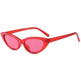 Goggle Cat Eye Small Sunglasses Small Narrow Oval Vintage Retro Mini eyewear - Red - CA18DW9MQ65 $11.31