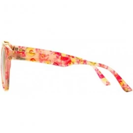 Aviator Floral Flower Print Womens Sunglasses Retro Metal Top Bar Round Aviator - Pink Florals (Pink Mirror) - CQ188G3D8D7 $9.00
