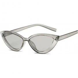Cat Eye Sunglasses Designer Mirror Triangle Glasses - Gray - CZ18W78SYO5 $18.94