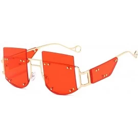 Sport Hipster Square Sunglasses-Owersized Shade Glasses-Rimless Metal-Mirrored Lens - F - CN190ECU8M3 $64.06