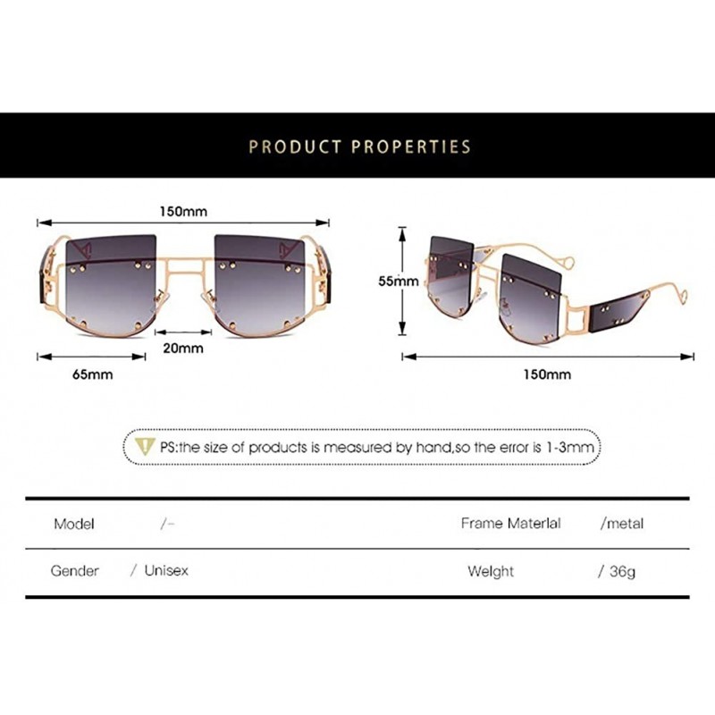 Hipster Square Sunglasses-Owersized Shade Glasses-Rimless Metal ...