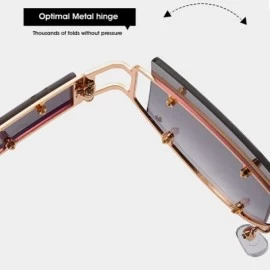 Sport Hipster Square Sunglasses-Owersized Shade Glasses-Rimless Metal-Mirrored Lens - F - CN190ECU8M3 $27.45