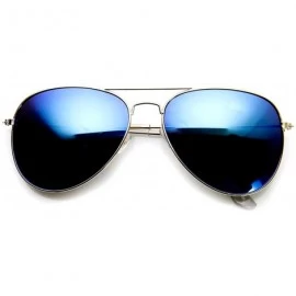 Aviator Classic Gold Frame Color Mirror Lens Aviator Sunglasses 60mm (Gold Ice) - CZ11N9FQ577 $10.48