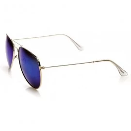 Aviator Classic Gold Frame Color Mirror Lens Aviator Sunglasses 60mm (Gold Ice) - CZ11N9FQ577 $10.48