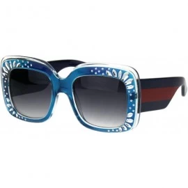 Square Womens Designer Style Sunglasses Oversized Square Thick Frame UV 400 - Blue - C018KWSGRER $21.87