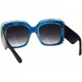 Square Womens Designer Style Sunglasses Oversized Square Thick Frame UV 400 - Blue - C018KWSGRER $11.08