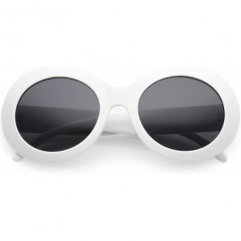 Oversized Large Oversize Chunky Wide Arms Neutral Colored Lens Oval Sunglasses 55mm - White / Smoke - CO186TN20KT $21.87
