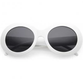 Oversized Large Oversize Chunky Wide Arms Neutral Colored Lens Oval Sunglasses 55mm - White / Smoke - CO186TN20KT $20.54