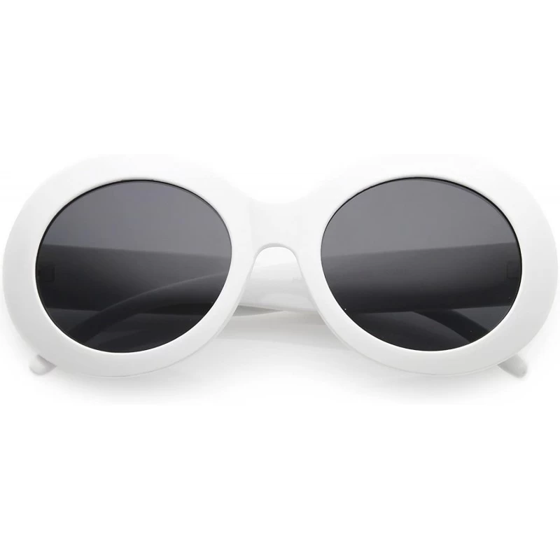 Oversized Large Oversize Chunky Wide Arms Neutral Colored Lens Oval Sunglasses 55mm - White / Smoke - CO186TN20KT $10.93