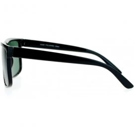 Rectangular Temper Glass Shatterpoof Lens Oversize Thin Plastic Horned Sunglasses - Black Green - CO127FETZT7 $7.80