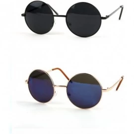 Round John Lennon 60's Vintage Round Hippie Sunglasses P2012 - 2 Pcs Black-smoke & Gold-bluemirror - CZ12GJFM9EV $26.67