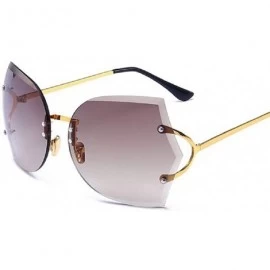 Square Fashion Oversized Rimless Sunglasses Women Clear Lens Glasses - E - C018R4X9QM3 $11.60