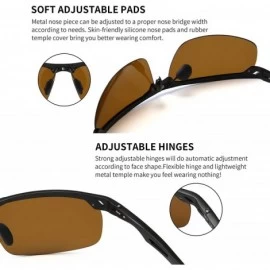 Sport HD Polarized Sunglasses for Men- Al-Mg Metal Frame-Driving Fishing UV400 - Black Frame/Brown Lens - CK18RNMX8SR $21.37