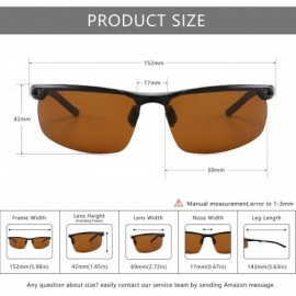 Sport HD Polarized Sunglasses for Men- Al-Mg Metal Frame-Driving Fishing UV400 - Black Frame/Brown Lens - CK18RNMX8SR $21.37