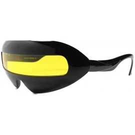 Shield Futuristic Space Robot Party Rave Costume Novelty Sunglasses Shield - Black / Yellow - CD18ECG4KUN $22.74