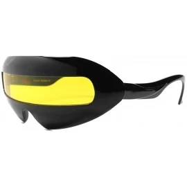 Shield Futuristic Space Robot Party Rave Costume Novelty Sunglasses Shield - Black / Yellow - CD18ECG4KUN $13.52