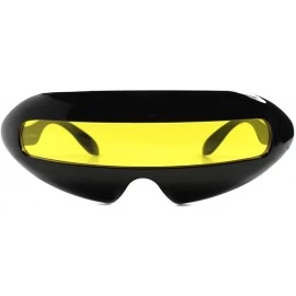Shield Futuristic Space Robot Party Rave Costume Novelty Sunglasses Shield - Black / Yellow - CD18ECG4KUN $13.52