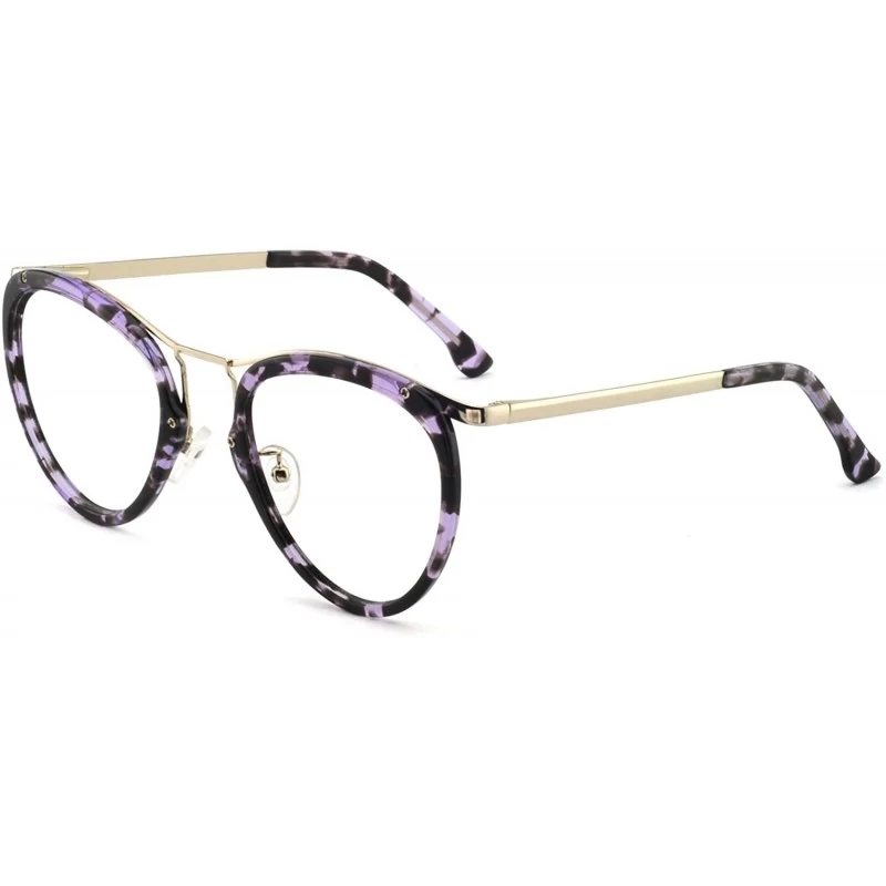 Aviator Womens Aviator Fashion Non-prescription Eyeglasses Frame - 7056-black/Purple Tortoise - CZ18GOHUK79 $19.33