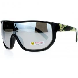 Oversized Biohazard Sunglasses Mens Oversized Shield Goggle Frame Mirror Lens - Green Camo - CU187NMMNC8 $11.34