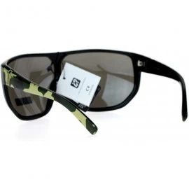 Oversized Biohazard Sunglasses Mens Oversized Shield Goggle Frame Mirror Lens - Green Camo - CU187NMMNC8 $11.34