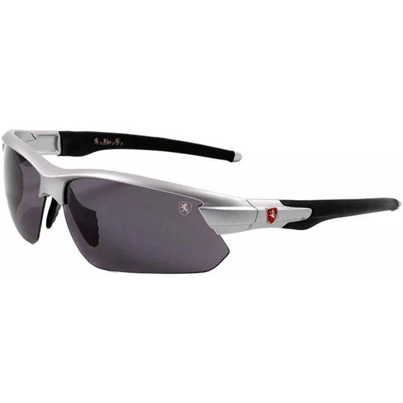 Sport Khan Soft Rubber Semi Rimless Wrap Around Sport Sunglasses - Grey & Black Frame - C318WQLA4GL $9.26