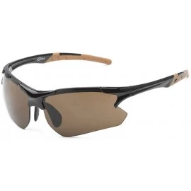 Wrap Running Cycling Triathlon Fashion Sports Wrap Sunglasses UNBREAKBLE TR90 Frame - Black&amber - CB11YG9JPRH $20.47
