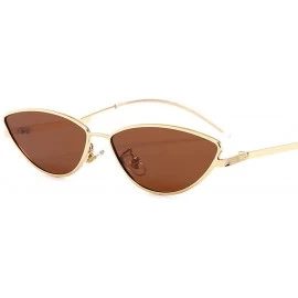 Cat Eye Retro Narrow Cat Eye Sunglasses - Metal Frame for Unisex UV Protection Sunglasses with Case&Lens Cloth - Coffee - C41...