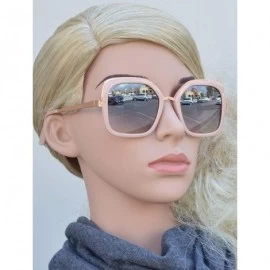 Square Square Metal Trim Plastic Sunglasses - Pink + Gradient - C718OOZH0K9 $12.59