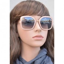 Square Square Metal Trim Plastic Sunglasses - Pink + Gradient - C718OOZH0K9 $12.59