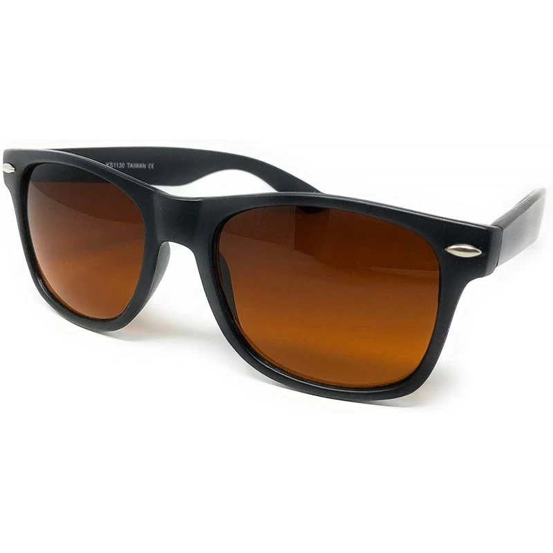 Sport Sunglasses Classic 80's Vintage Style Design - Black Matte- Blue Block Amber - CE18UNLQCOC $8.45