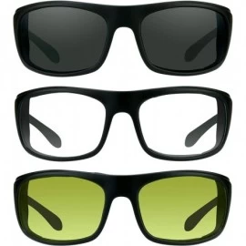 Rectangular Motorcycle Sunglasses Foam Padded Wind Dust and Impact Resistant - Smoke- Clear & Yellow - CB188WWMWEH $67.53