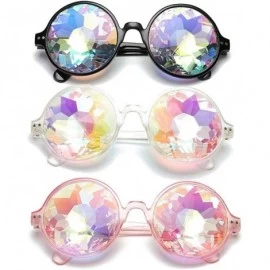 Square Kaleidoscope Glasses Festival Cosplay Rainbow Prism Sunglasses Goggles - pink+black+clear(round) - CK18QYT7DQI $19.24