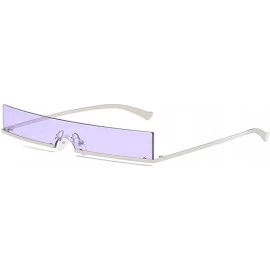 Semi-rimless Trendy Small Rectangle Sunglasses Women Designer Rimless Sun Glasses Futuristic Sunglass Candy Color Shades - C6...