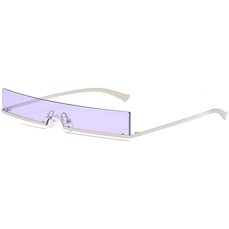 Semi-rimless Trendy Small Rectangle Sunglasses Women Designer Rimless Sun Glasses Futuristic Sunglass Candy Color Shades - C6...