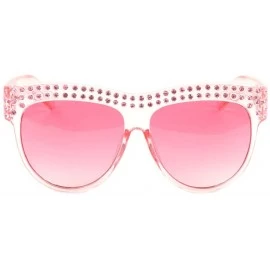 Round Rhinestone Round Diamond Shape Shield Sunglasses - Pink Crystal - CS1986LWHA0 $15.63