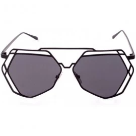Goggle Twin-Beams Geometry Design Women Metal Frame Mirror Sunglasses Cat Eye Glasses - Black - CZ18XRW8WHR $6.89