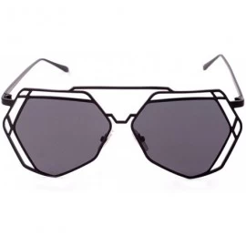 Goggle Twin-Beams Geometry Design Women Metal Frame Mirror Sunglasses Cat Eye Glasses - Black - CZ18XRW8WHR $15.66