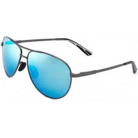 Sport Men's Polarized Aviator Sunglasses - Classic Military Sunglasses for men - Gun Grey Frame/Blue Lens - CS18S5X94G2 $18.74
