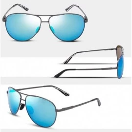 Sport Men's Polarized Aviator Sunglasses - Classic Military Sunglasses for men - Gun Grey Frame/Blue Lens - CS18S5X94G2 $7.60