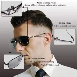 Sport Men's Polarized Aviator Sunglasses - Classic Military Sunglasses for men - Gun Grey Frame/Blue Lens - CS18S5X94G2 $7.60