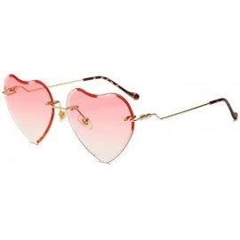 Rimless New Fashion Rimless Unisex Heart shaped UV protection sunglasses - Pink - CC18HHQLMLK $10.59