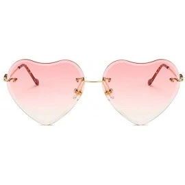 Rimless New Fashion Rimless Unisex Heart shaped UV protection sunglasses - Pink - CC18HHQLMLK $10.59